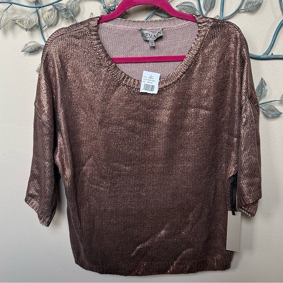 REMAIN Gerson Rose Gold/Bronze 3/4 sleeve sweater Medium NWT - Picture 1 of 6